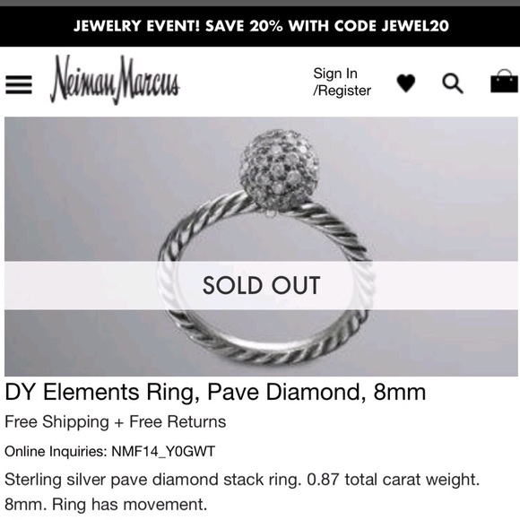 David Yurman 8mm Pave Diamond Elements Stack Ring - Picture 8 of 8